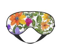 Peach Peony Print Sleep Mask Silk Eye Cover Soft Satin Blindfold Elastic Strap Night Eyeshade Travel Nap for Women Men
