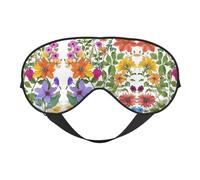 Peach Peony Print Sleep Mask Silk Eye Cover Soft Satin Blindfold Elastic Strap Night Eyeshade Travel Nap for Women Men