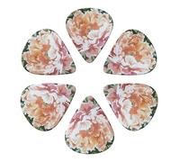 Peach Peony Printed Guitar Picks -6 Pcs Guitar Picks Plectrum,Guitar Accessories,Electric Guitar Pick, Bass & Ukulele 0.96mm