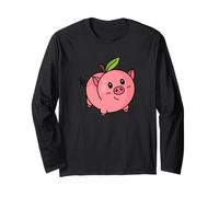 Peach Pig Cute Fruit Farm Animal Pun Art | Fun Sweet Orchard Long Sleeve T-Shirt