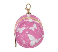 Peach Plants Butterfly White Silhouette Baby Girl Pacifier Case Holder Portable Change Purse Key Holder, Baby Items Container Box Clip para chupete de
