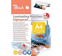Peach PP525-22 High-Speed Laminating Pouches A4, 2 x 125 microns, 100 Laminating Pouches, Glossy Finish, Compatible with Laminating Devices of All Brand Manufacturers