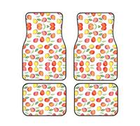 Peach Print Leaf Car floor mat set, 4-piece truck interior set, car carpet suitable for most cars, sedans and trucks