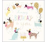 Peach & Prosecco Female Birthday Card - Foil and Embossed Finish - Party Pups - From the Range (WDM-440496)