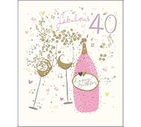 Peach & Prosecco Pretty Happy 40th Birthday Greeting Card Range Cards