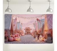 Peach Pumpkin Patch Backdrop, Vintage Rustic Autumn Decorations for Fall Festivals, Cozy Indoor/Outdoor Photography Background for Thanksgiving Parties 71x43 Inch
