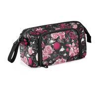 Peach Purple Romantic Roses for Valentine's Day Pencil Box Large Capacity Artist Pencil Case Portable Pencil Bags with Zipper for Adults College