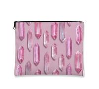 Peach Quartz Crystal Cosmetic Bag, Rosy Pastel Modern Makeup Travel Pouch for Women, Zipper Organizer Small Canvas Skincare Toiletry Bag, Spring Gift Festival Accessory, Peach, 7x9 Inch, Crystal