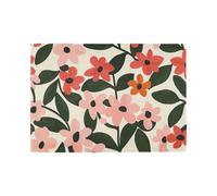 Peach Red Floral Pattern Decorative placemats for dining table modern placemat washable tapetes para mesa de comedor redondos set of 6 12x18
