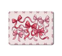 Peach Ribbon Dish Drying Mats for Kitchen Counter, Cute Bow Design Absorbent Rubber Dish Drainer Mat, Festive Pu Leather Drying Pad for Coffee Bar Protector 18x24 Inch