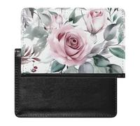 Peach Roses And Leaves Passport Holder Cover Secure Travel Wallet PU Leather Credit Cards Passport Organizer Bag for Women Men, white, One Size, Modern