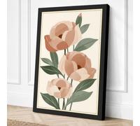 Peach Roses in Bloom Canvas Wall Art Print 36x24 Inch