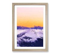Peach Sky Over The Mountain in Abstract Framed Print | A2 Oak Framed Wall Art | Ready to Hang | Abstract Landscape Picture | Living Room Bedroom Lounge Office
