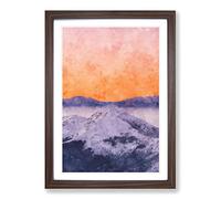 Peach Sky Over The Mountain Painting Framed Print | A2 Walnut Framed Wall Art | Ready to Hang | Modern Landscape Picture | Living Room Bedroom Lounge Office