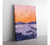 Peach Sky Over The Mountain Painting Modern Canvas Wall Art Print Ready to Hang, Framed Picture for Living Room Bedroom Home Office Décor, 60x40 cm (24x16 Inch)
