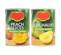 Peach Slices and Pear Halves in Light Syrup, 420G Each, Vegetarian & Vegan, Pack of 2