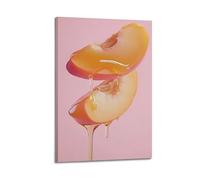 Peach Slices with Honey Wall Art, Realistic Print, Fruit Poster, Sweet Canvas Picture, Tasty Decor for Living Room Artistic Wall Mural Modern Hanging Decor Poster08x12inch(20x30cm)