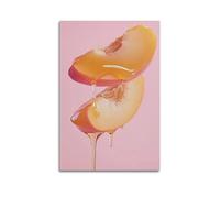 Peach Slices with Honey Wall Art, Realistic Print, Fruit Poster, Sweet Canvas Picture, Tasty Decor for Living Room Artistic Wall Mural Modern Hanging Decor Poster24x36inch(60x90cm)