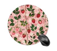 Peach Strawberry Print Gaming Mouse Pad Funny Mousepad with Non-Slip Rubber Base Cute Mouse Pads for Desk for Women Small Portable Mouse Mat for Laptop Mini Computer Mousepads 7.8x7.8 Inches