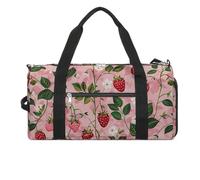 Peach Strawberry Print Gym Bag Travel Duffel Bags for Men Women Large Weekender Bags Carry On Overnight Duffle Bag with Shoe Compartment for Workout, style, One Size