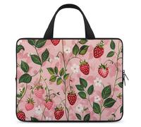 Peach Strawberry Print Printed Laptop Case 15 Inch Laptop Bag Laptop Sleeve Water Resistant Computer Case Laptop Carrying Case Protective Laptop Handbag Bag Bussiness Carrying Handbag, Peach
