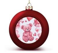 Peach Style Bear Christmas Ball Ornament Shatterproof Hanging Ball Ornaments with String Decorative Christmas Baubles for Xmas Tree Home Wedding Holiday Party Decor Supply