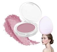 Peach Sugar Matte Finish Blush Powder & Highlight Palette Cream - Natural Nude Face Makeup Compact with Puff for Ch olor & Glow Enhancement, Lightweight Long-Lasting Texture for Mature Skin,