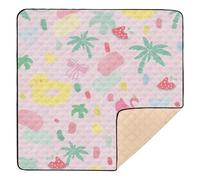 Peach Summer Doodle Soft Thick Baby Play Mat for Floor Comfortable Playroom Activity Mat for Babies Infants Toddlers, 50'' x 50''