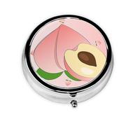 Peach Sweet Art Cute Pill Organizer - AM PM Pill Box, Small & Large Travel Pill Case, Unique Custom Design, Iron Plating, Perfect for Purse and On-The-Go