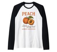 Peach Sweet Juicy Treat Always Delicious Graphic Raglan Baseball Tee