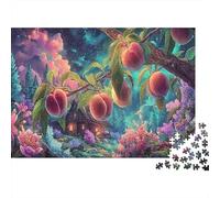 Peach Tree at Night Cottage 1000 Piece Jigsaw Puzzle Beautiful Scenery Family Adults Cardboard Enthusiasts Stress Relief Mindfulness 52x38cm/1000pcs