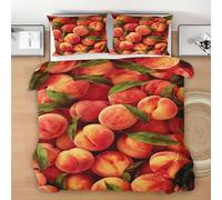Peach Ultra Soft Duvet Cover Double Size, Red Peach Bedding Set, Durable & Breathable Fresh Fruit Comforter Cover Set, Fruit Theme All Season Comfort Quilt Bedding Cover