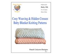 Peach Unicorn Designs Knitting Patterns for Baby Blankets x 2, Cosy Weaving & Hidden Crosses, Double Knit DK Yarn, Easy Knit & Purl Patterns, A5 Booklet