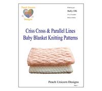 Peach Unicorn Designs Knitting Patterns for Baby Blankets x 2, Criss Cross and Parallel Lines, Double Knit DK Yarn, Beginner Knit & Purl Patterns, A5 Booklet