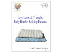Peach Unicorn Designs Knitting Patterns for Baby Blankets x 2, Lacy Lanes & Triangles, Double Knit DK Yarn, Lace Knitting Patterns, A5 Booklet.