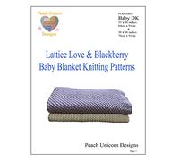 Peach Unicorn Designs Knitting Patterns for Baby Blankets x 2, Lattice Love and BlackBerry, Double Knit DK Yarn, A5 Booklet