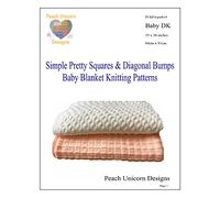 Peach Unicorn Designs Knitting Patterns for Baby Blankets x 2, Simple Pretty Squares & Diagonal Bumps, Double Knit DK Yarn, Beginner Knit & Purl Patterns,A5 Booklet.