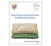 Peach Unicorn Designs Knitting Patterns for Baby Blankets x 2, Simple Triangles & Dazzling Diamonds, Double Knit DK Yarn, Beginner Knit & Purl Patterns, A5 Booklet