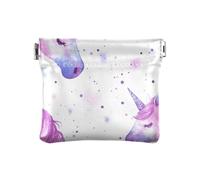 Peach unicorns Dreamy Purple Realm Women Men Leather Coin Purses Waterproof Mini Card Holder Wallet for Girls Ladies Handbag, Peach unicorns Dreamy Purple Realm, One Size, Modern