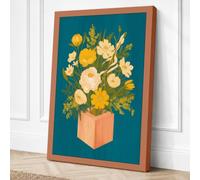 Peach Vase Floral Botanical Canvas Wall Art Print 18x12 Inch | Ready to Hang, Gallery Wrapped, Fade-Resistant Inks, Securely Packaged, UK Made