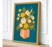 Peach Vase Floral Botanical Canvas Wall Art Print 18x12 Inch | Ready to Hang, Gallery Wrapped, Fade-Resistant Inks, Securely Packaged, UK Made