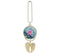 Peach Water Lily Flower Car Pendant, Rear View Mirror Hanging Ornament, Auto Decor for Rearview Mirror, Keychain Golden-Style