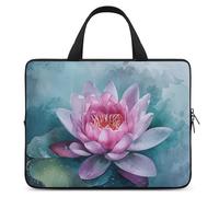 Peach Water Lily Flower Laptop Sleeve Ultra-Thin, Waterproof 17inch Laptop Bags, Portable Protective Computer Bag with Hand Strap