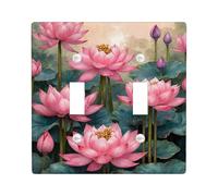 Peach Water Lily Light Switch Cover Plates/Outlet Covers, Floral Design for Spring Decor, Thermoplastic Wall Plates, Standard Size Double Toggle