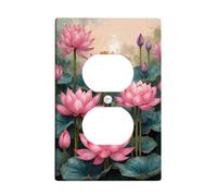 Peach Water Lily Light Switch Cover Plates/Outlet Covers, Floral Design for Spring Decor, Thermoplastic Wall Plates, Standard Size Single Duplex Outlet