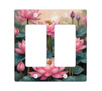 Peach Water Lily Light Switch Cover Plates/Outlet Covers, Floral Design for Spring Decor, Thermoplastic Wall Plates, Standard Size Double Rocker