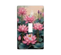 Peach Water Lily Light Switch Cover Plates/Outlet Covers, Floral Design for Spring Decor, Thermoplastic Wall Plates, Standard Size Single Toggle