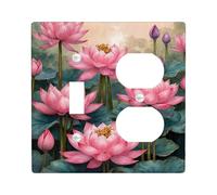 Peach Water Lily Light Switch Cover Plates/Outlet Covers, Floral Design for Spring Decor, Thermoplastic Wall Plates, Standard Size Toggle Duplex