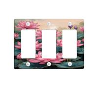 Peach Water Lily Light Switch Cover Plates/Outlet Covers, Floral Design for Spring Decor, Thermoplastic Wall Plates, Standard Size 3 Gang Wall Plate
