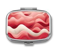 Peach Waves Pill Box 2 Compartments Portable Travel Pill Case Mini Medicine Organizer for Pocket Purse Metal Waterproof Medicine Container Holder Vitamin Fish Oil